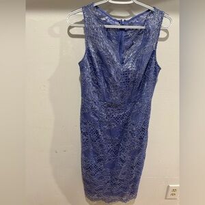 Adrianna Papell Blue Ruched Sheath Midi Dress